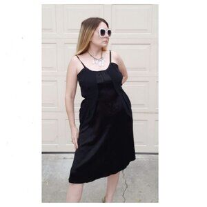 Nina Ricci Black Tie Back Slip Dress with Pockets